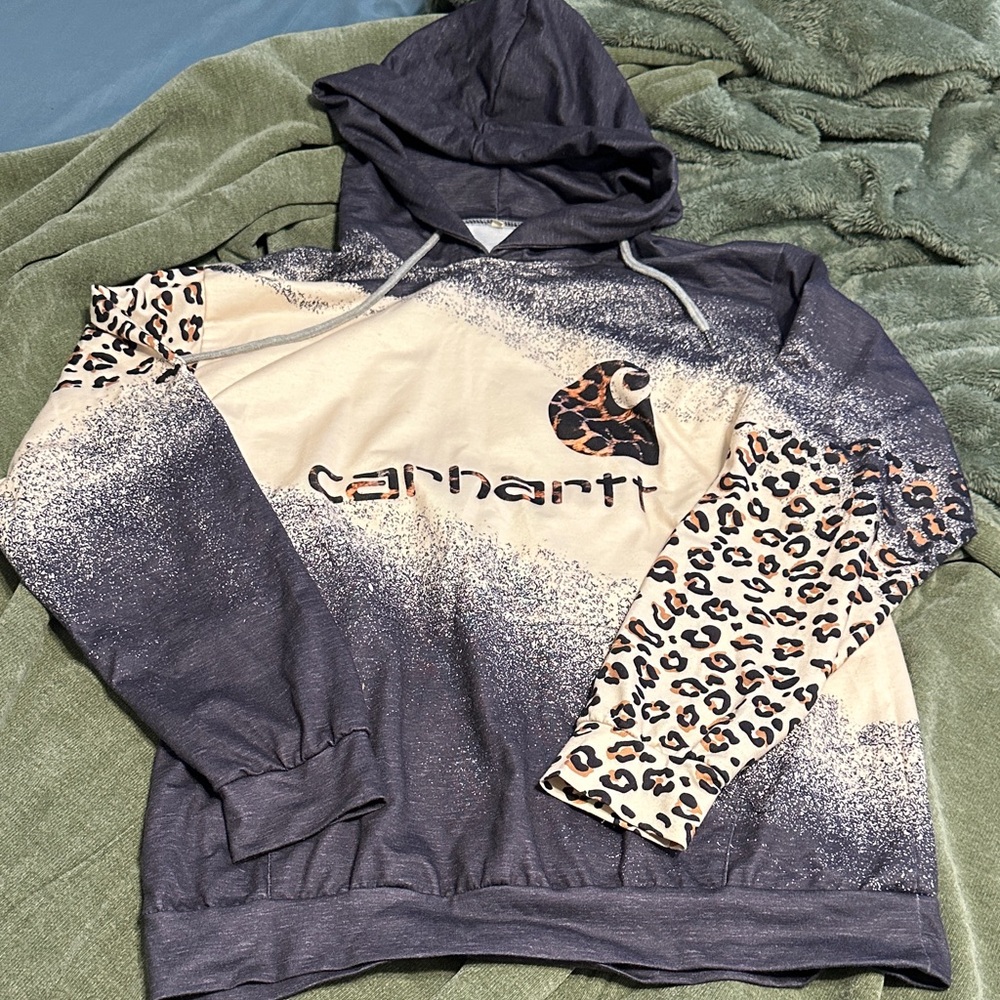 Carhartt Black and Cream Leopard Print Hoodie